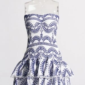 Elegant Strapless A-Line Mini Dress: Butterfly Sleeves & Ruffled Hem!