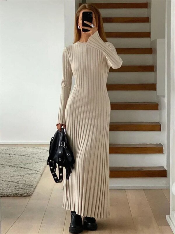 Lace-Up Knit Maxi Dress: High Waist Long Sleeve Patchwork Bandage Dress Miscellaneous Beauty & Health Deals Fashion Shine & Style Trending Now Women's Clothing & Accessories
