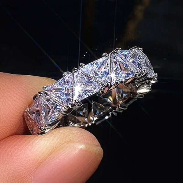 Luxurious 925 Sterling Silver Triangular Zircon Ring: Elegant Engagement Jewelry Miscellaneous Trending Jewelry Accessories Beauty & Health Deals Fashion Heart & Harmony Shine & Style Trending Now Women's Clothing & Accessories