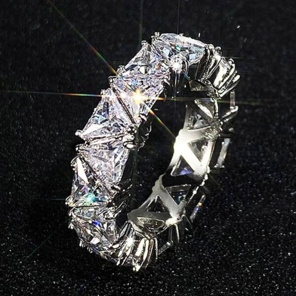 Luxurious 925 Sterling Silver Triangular Zircon Ring: Elegant Engagement Jewelry Miscellaneous Trending Jewelry Accessories Beauty & Health Deals Fashion Heart & Harmony Shine & Style Trending Now Women's Clothing & Accessories