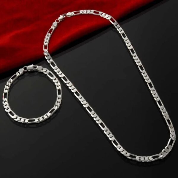 925 Sterling Silver 4MM Chain Necklace & Bracelet Set: Perfect Gift for Men & Women Miscellaneous Trending Jewelry Accessories Beauty & Health Deals Fashion Heart & Harmony Men's Clothing & Accessories Shine & Style Trending Now Women's Clothing & Accessories