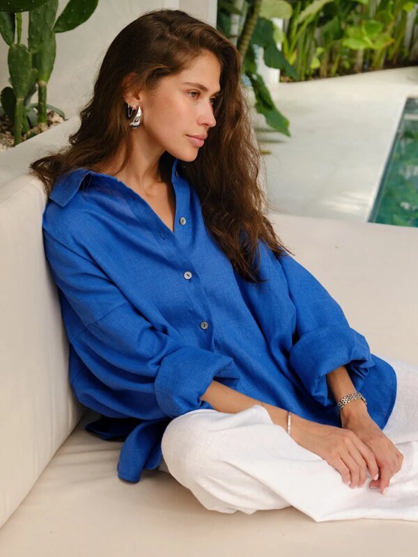 Women’s Oversized Linen Long Sleeve Shirt: Elegant Pink Vintage Blouse for All Seasons Miscellaneous Beauty & Health Deals Fashion Home & Living Outdoor & Sports Shine & Style Trending Now Women's Clothing & Accessories