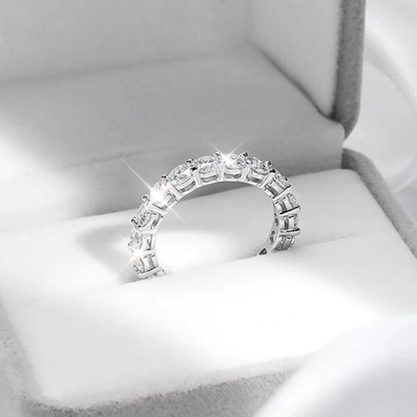 2-5mm Moissanite Eternity Ring for Women: VVS1 Wedding Band in S925 Silver Miscellaneous Trending Jewelry Accessories Beauty & Health Deals Fashion Heart & Harmony Shine & Style Trending Now Women's Clothing & Accessories